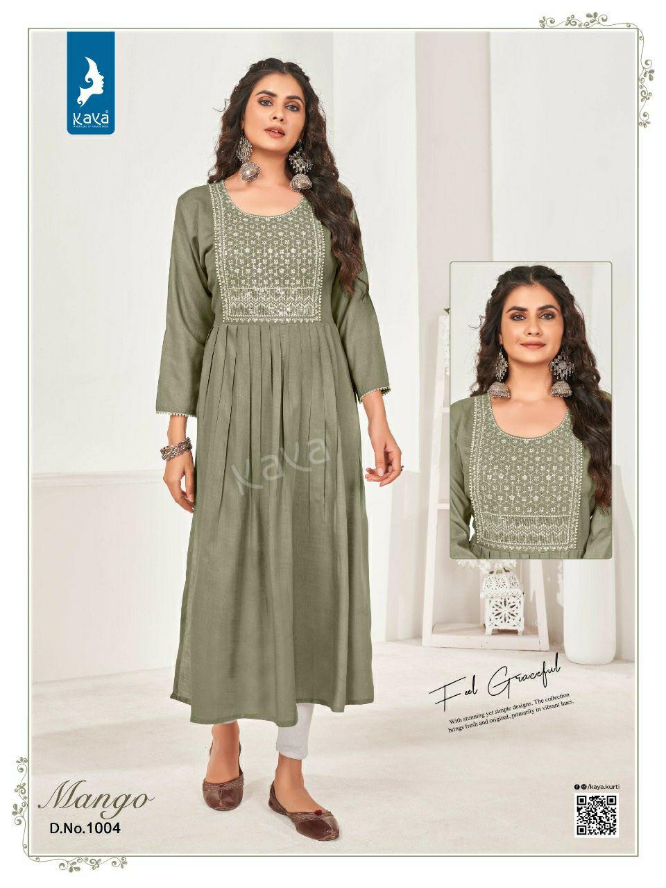 Kaya Mango Fancy Wear Stylish Designer Long Kurti Collection